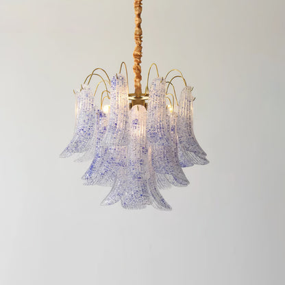 Hand-Blown Art Glass Chandelier Multi-Bulb Pendant Light Fixture Vibrant Colors Dining Room Living Room Statement Lighting 20-24 inch Diamet