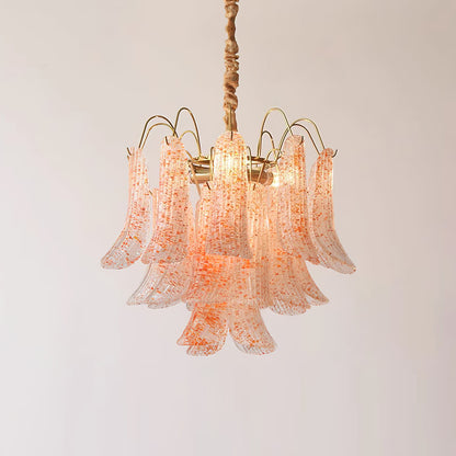Hand-Blown Art Glass Chandelier Multi-Bulb Pendant Light Fixture Vibrant Colors Dining Room Living Room Statement Lighting 20-24 inch Diamet