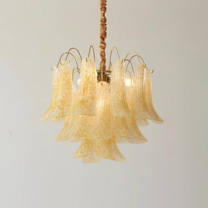 Hand-Blown Art Glass Chandelier Multi-Bulb Pendant Light Fixture Vibrant Colors Dining Room Living Room Statement Lighting 20-24 inch Diamet