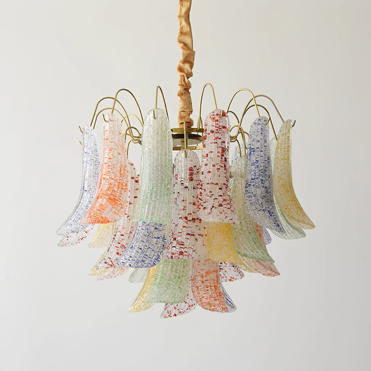 Hand-Blown Art Glass Chandelier Multi-Bulb Pendant Light Fixture Vibrant Colors Dining Room Living Room Statement Lighting 20-24 inch Diamet