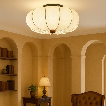 Flush Mount Fabric Ceiling Light White E27 Socket for Bedroom Living Room Hallway 108-161 sq ft Low Profile Ambient Lighting
