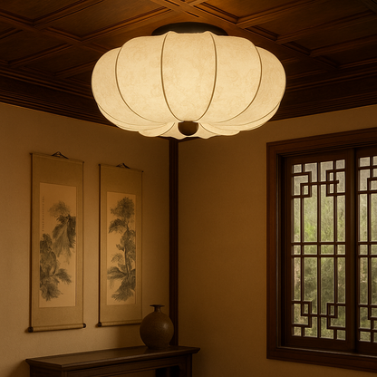 Flush Mount Fabric Ceiling Light White E27 Socket for Bedroom Living Room Hallway 108-161 sq ft Low Profile Ambient Lighting