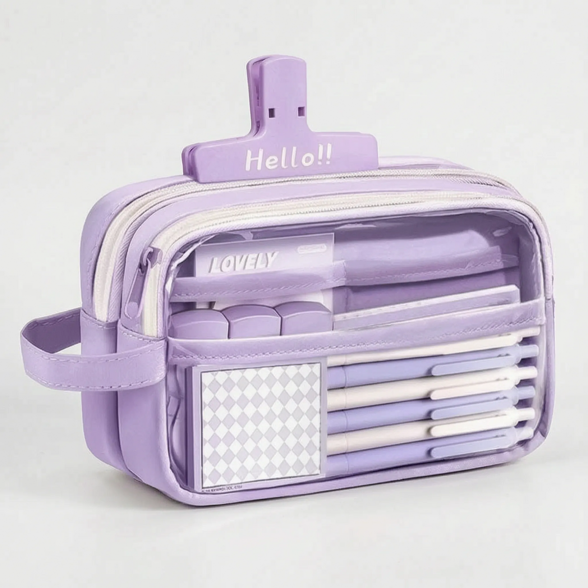 5-Tier Expandable Pencil Organizer with Clear Window & Handle for Desk, Study, and Travel