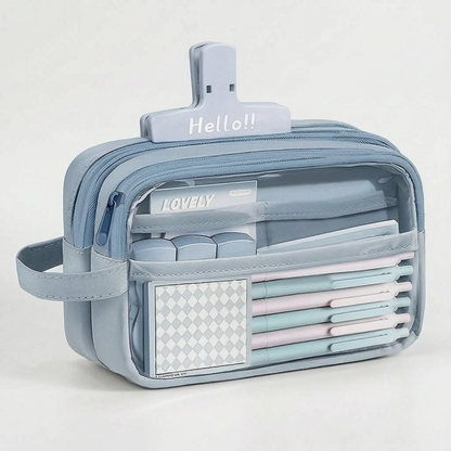 5-Tier Expandable Pencil Organizer with Clear Window & Handle for Desk, Study, and Travel