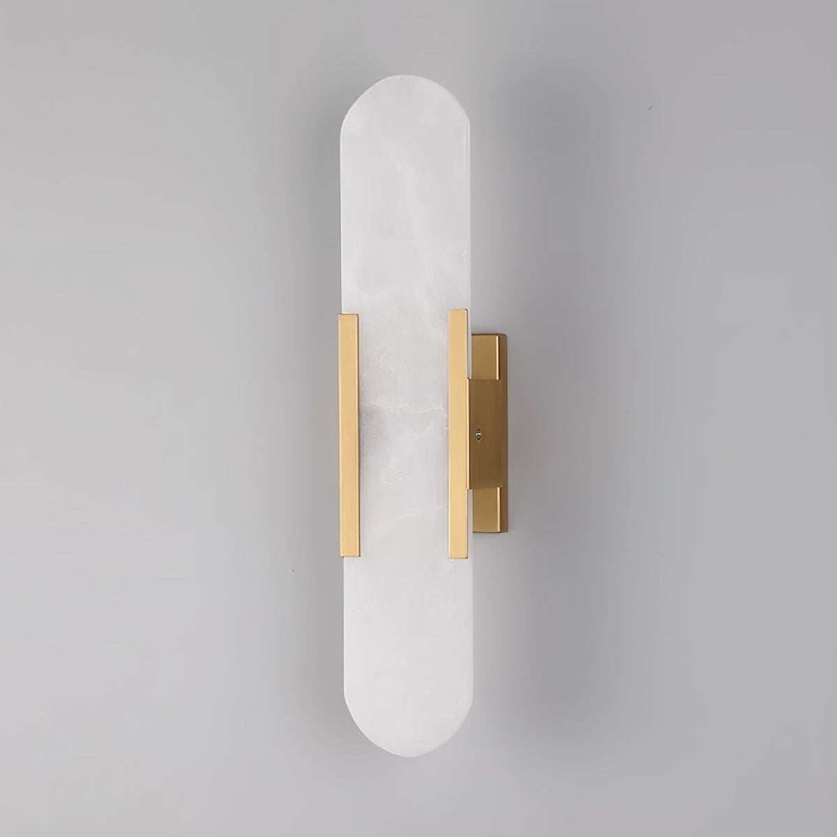Handcrafted Alabaster Sconce with Brass Accent 14 in Wall Light for Bedroom Hallway Living Room Indoor Fixture G4 LED Modern Elongated Stone