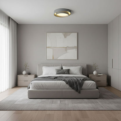 Flush Mount LED Ceiling Light Round Low-Profile Fixture Black White Gray 16 20 24 Inch Diameter for Bedroom Hall Kitchen Foyer