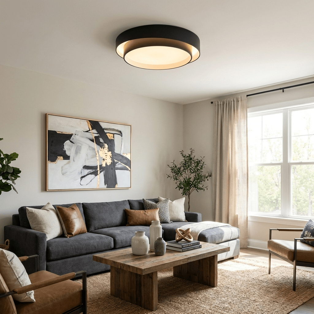 Round LED Flush Mount Light Fixture Metal White 16 20 24 Inch for Bedroom Living Room Office Modern Low Profile Overhead Lighting 3000K 4000