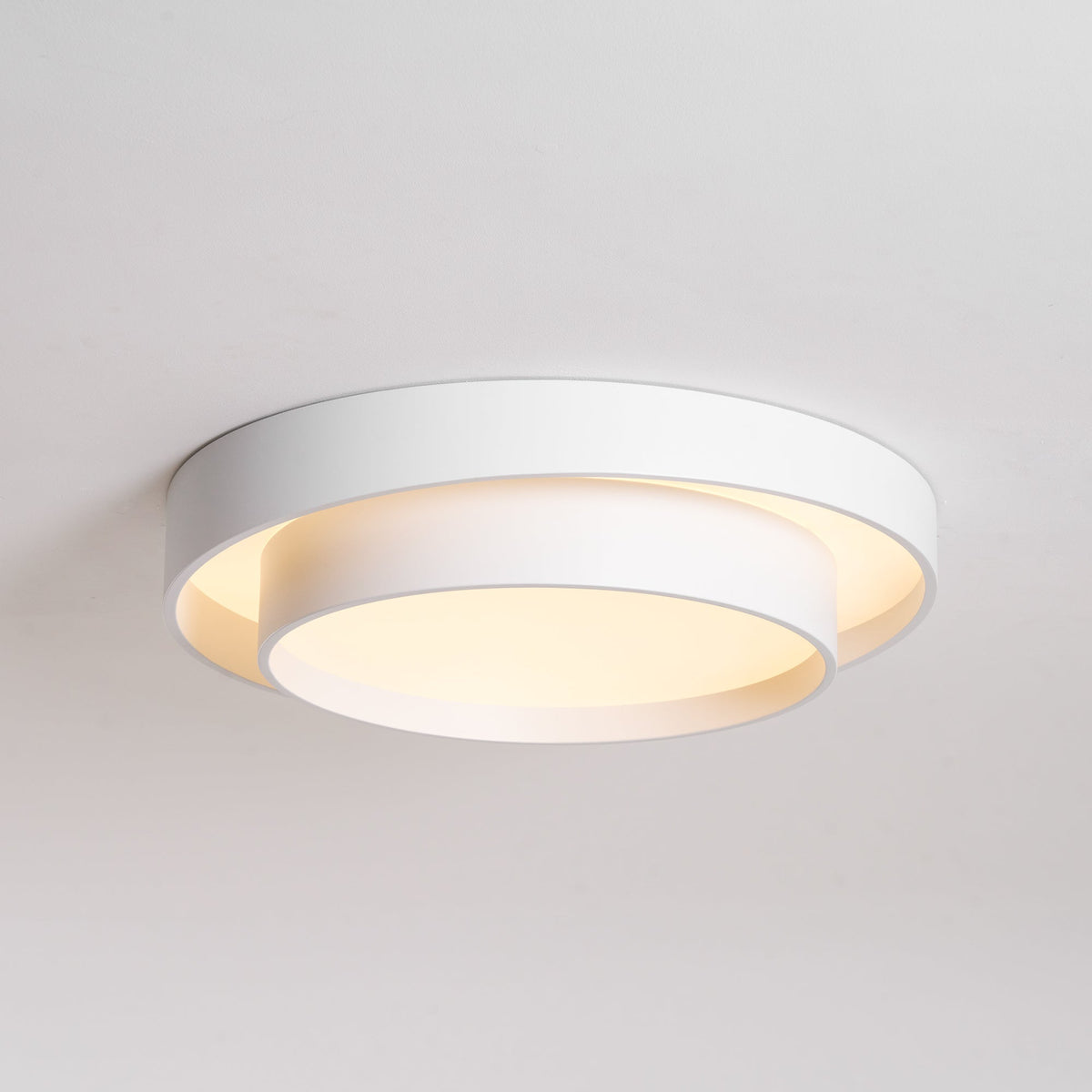 Round LED Flush Mount Light Fixture Metal White 16 20 24 Inch for Bedroom Living Room Office Modern Low Profile Overhead Lighting 3000K 4000