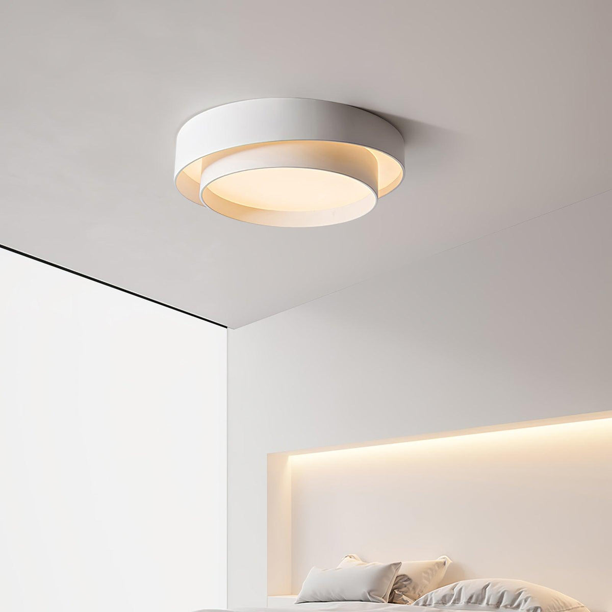 Modern Layered Drum Flush Mount Ceiling Light with Integrated LED for Living Room & Bedroom