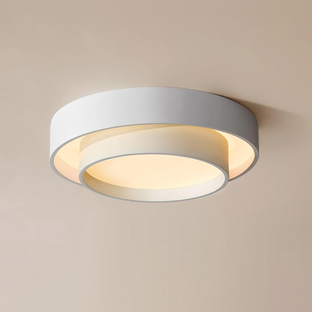 Round LED Flush Mount Light Fixture Metal White 16 20 24 Inch for Bedroom Living Room Office Modern Low Profile Overhead Lighting 3000K 4000