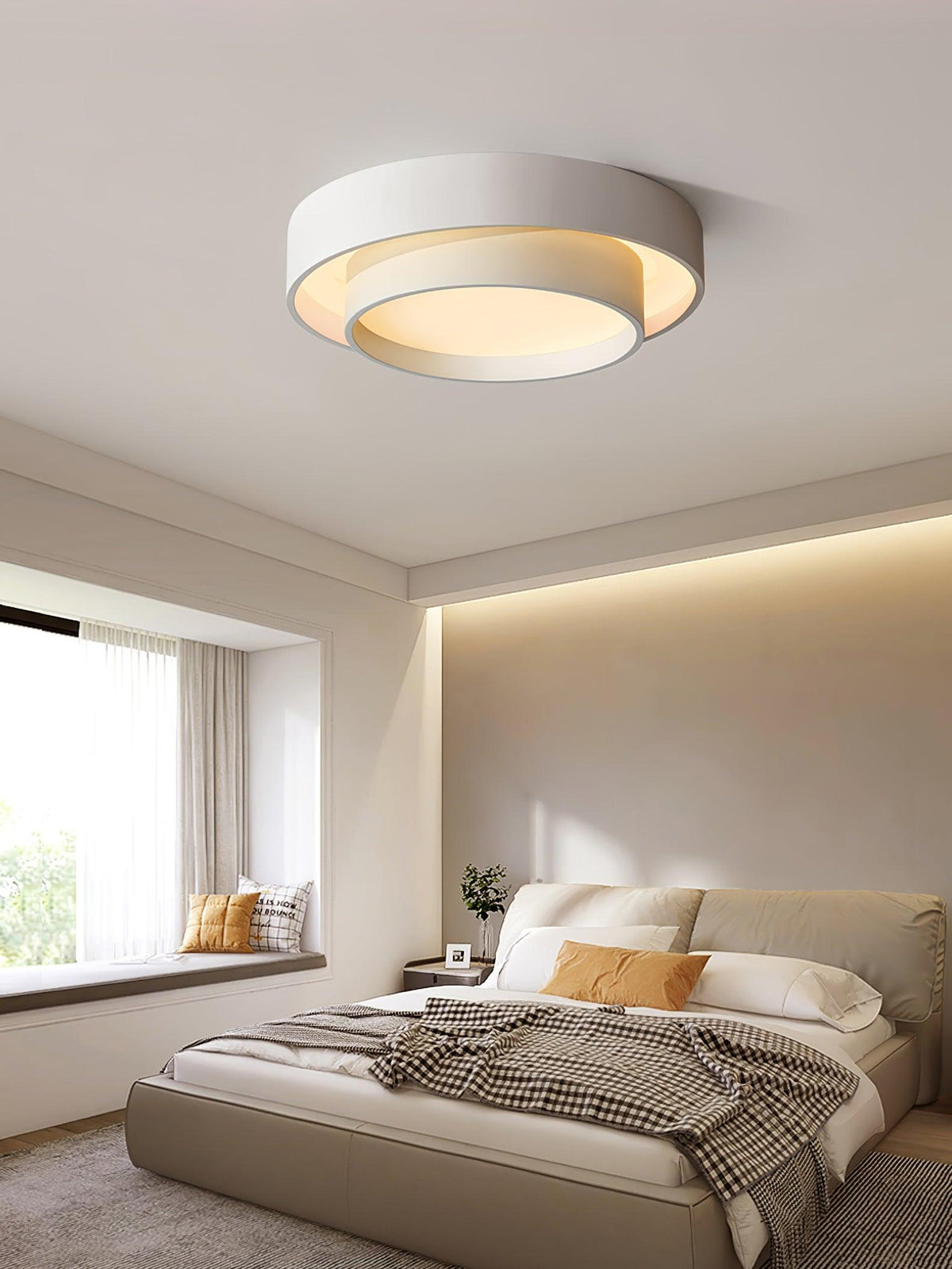Round LED Flush Mount Light Fixture Metal White 16 20 24 Inch for Bedroom Living Room Office Modern Low Profile Overhead Lighting 3000K 4000