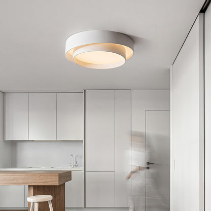 Flush Mount LED Ceiling Light Round Low-Profile Fixture Black White Gray 16 20 24 Inch Diameter for Bedroom Hall Kitchen Foyer