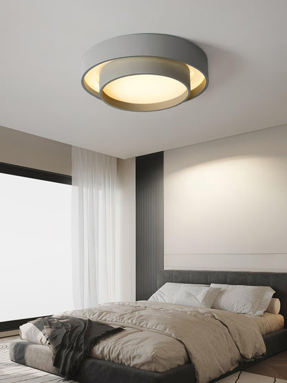 Flush Mount LED Ceiling Light Round Low-Profile Fixture Black White Gray 16 20 24 Inch Diameter for Bedroom Hall Kitchen Foyer