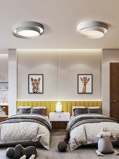 Flush Mount LED Ceiling Light Round Low-Profile Fixture Black White Gray 16 20 24 Inch Diameter for Bedroom Hall Kitchen Foyer