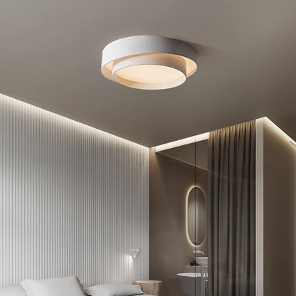 Modern Layered Drum Flush Mount Ceiling Light with Integrated LED for Living Room & Bedroom