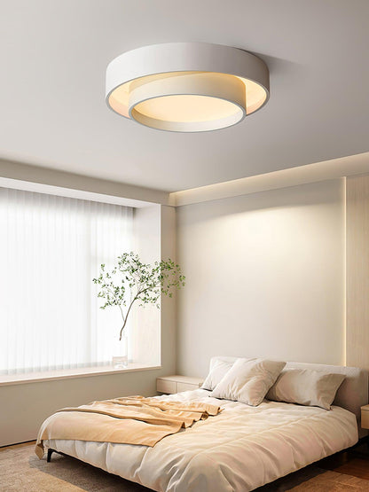 Flush Mount LED Ceiling Light Round Low-Profile Fixture Black White Gray 16 20 24 Inch Diameter for Bedroom Hall Kitchen Foyer