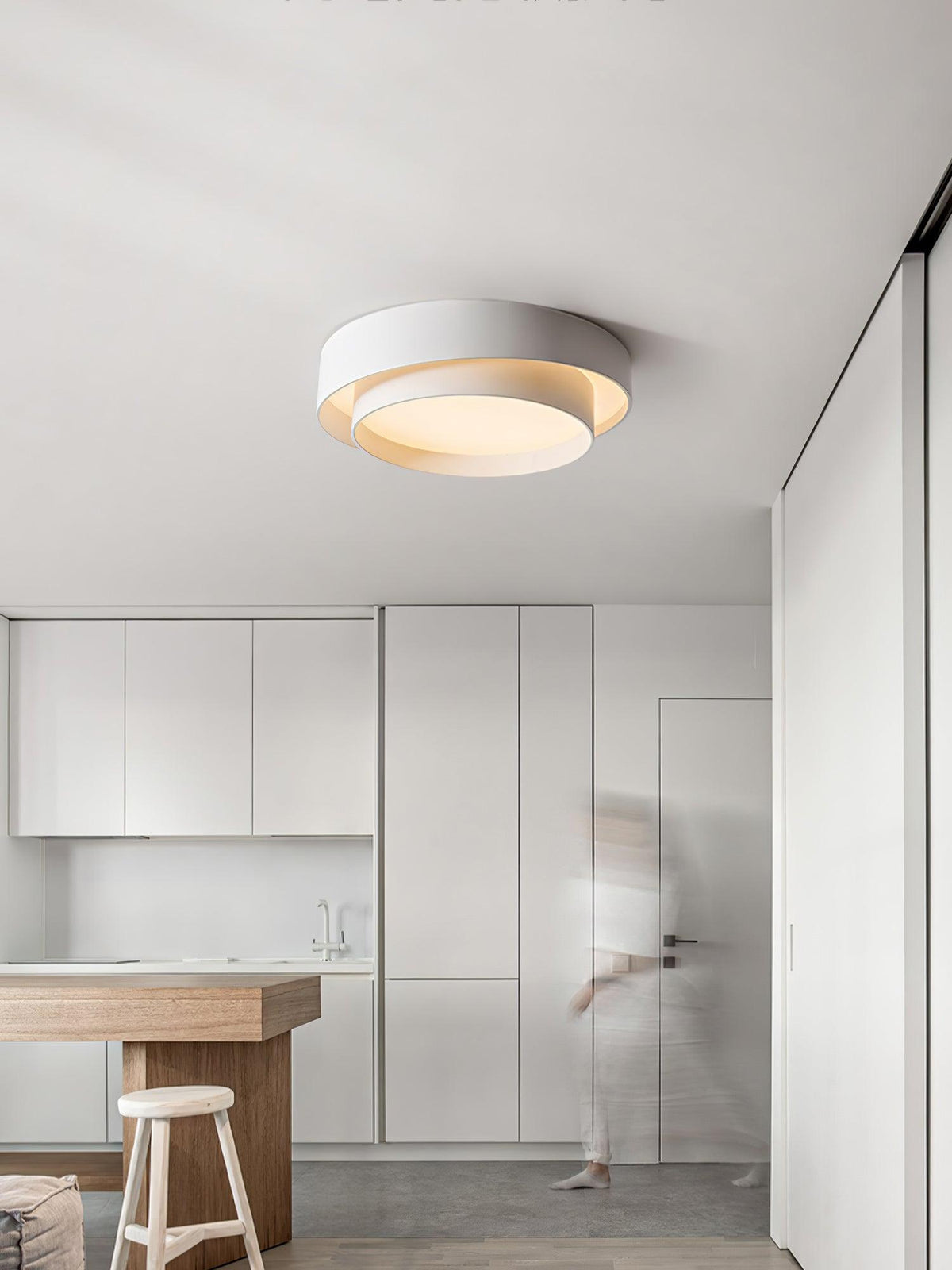 Flush Mount LED Ceiling Light Round Low-Profile Fixture Black White Gray 16 20 24 Inch Diameter for Bedroom Hall Kitchen Foyer