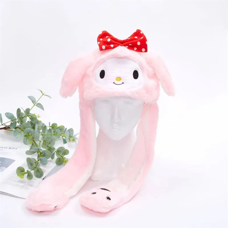 Plush Hat with Pop-Up Ears for Kids & Adults – Interactive Cosplay Beanie with Squeeze Paws | Fun Winter Accessory for Parties, Christmas