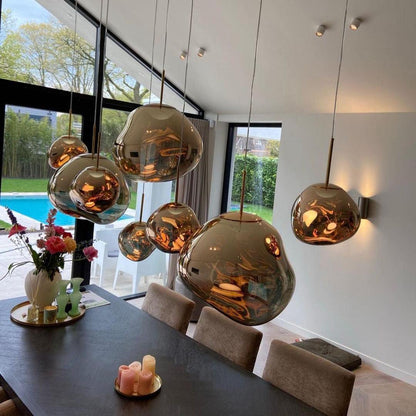 Hanging Dome Shade with Reflective Finish – Adjustable Drop Fixture for Kitchen Island, Dining Room, Bedroom – Metal Construction with E26 S