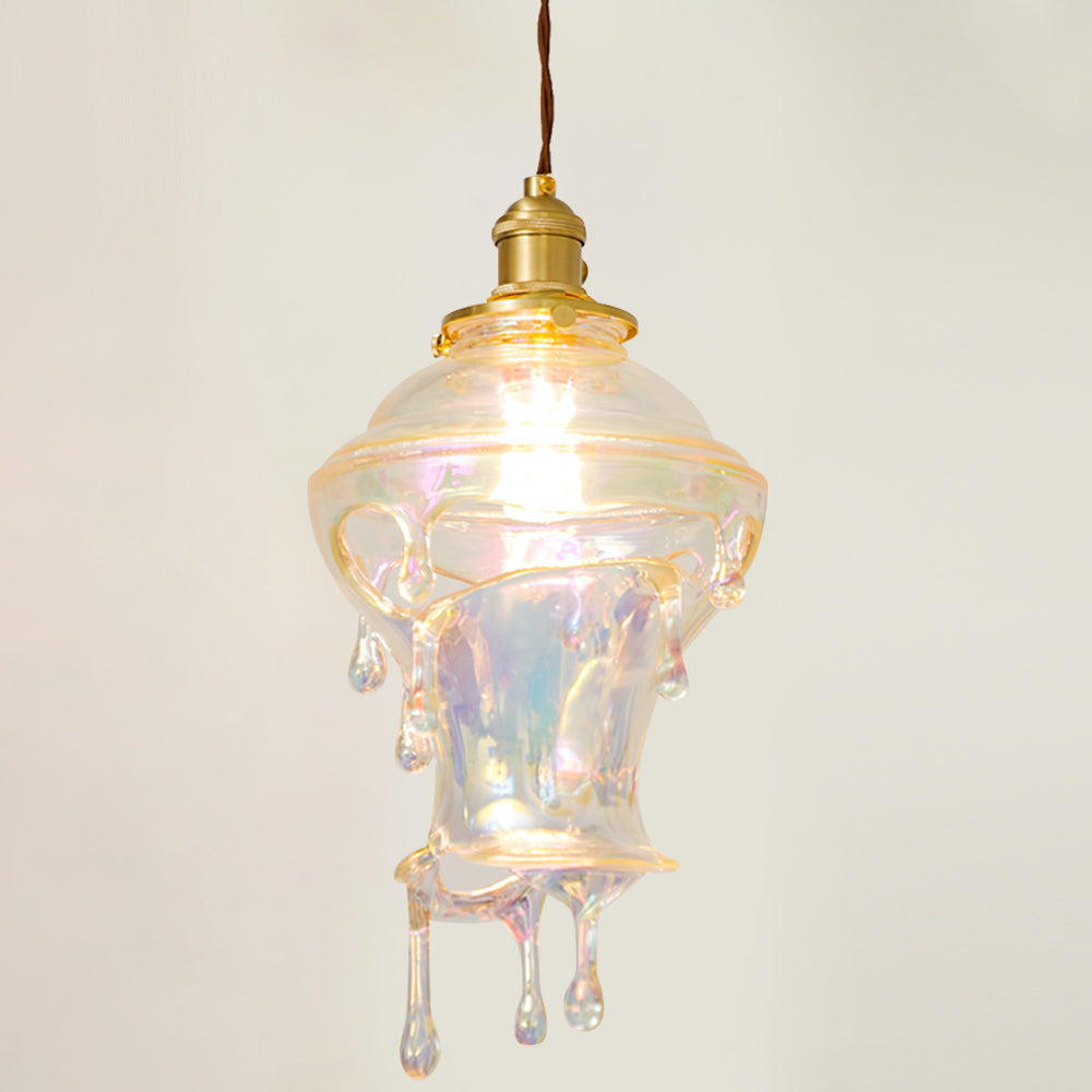 Resin Drip Hanging Lamp for Dining Room & Kitchen | Adjustable Cord Ceiling Fixture | LED or Edison Bulb Compatible | Modern Art Statement P