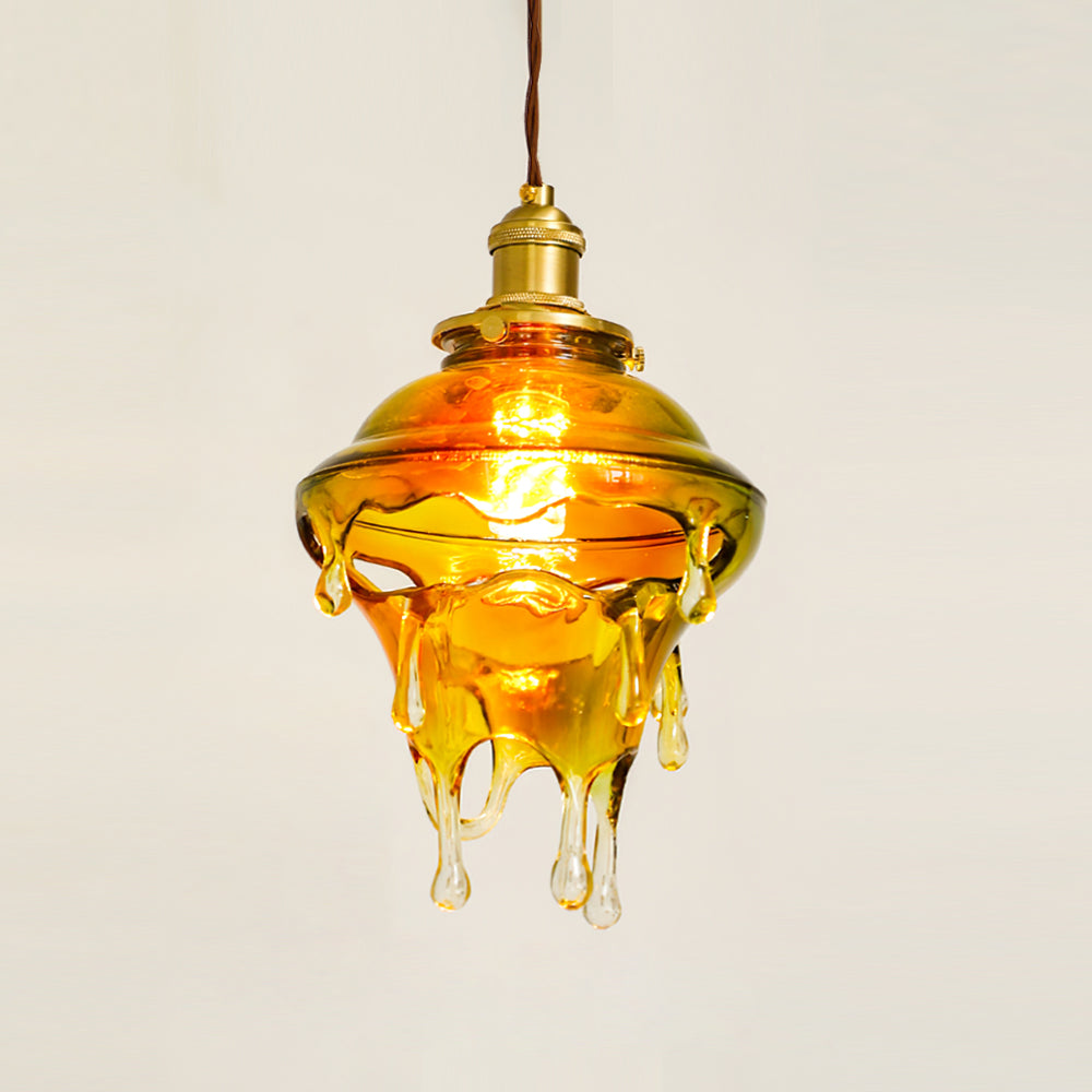 Resin Drip Hanging Lamp for Dining Room & Kitchen | Adjustable Cord Ceiling Fixture | LED or Edison Bulb Compatible | Modern Art Statement P