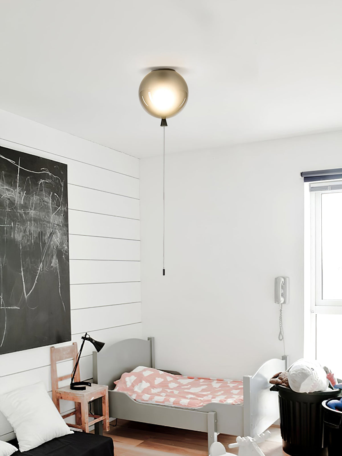 Kids Room Hanging Light Fixture with Pull Chain Switch – Playful Orb Shape Pendant Lamp for Nursery, Bedroom & Play Area – E27 Socket, Multi