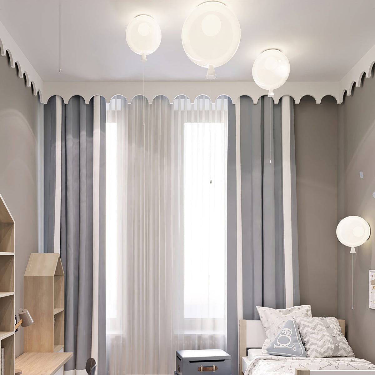 Kids Room Hanging Light Fixture with Pull Chain Switch – Playful Orb Shape Pendant Lamp for Nursery, Bedroom & Play Area – E27 Socket, Multi