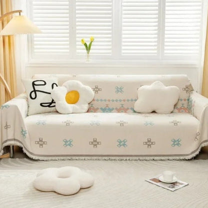 Meringue Sofa Cover - Soft Chenille, Geometric Design