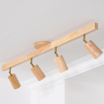 Plug-In LED Rail Light 16.5 Inch Wood Metal Warm White 3000K Adjustable Spotlights Ceiling Wall Mount Home Accent Fixture
