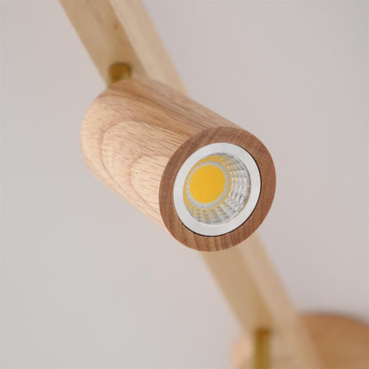 Adjustable LED Track Light 39 in Wood Finish Spotlight Bar Ceiling Mount for Kitchen Living Room Hallway Dining Room Modern Scandinavian Hom