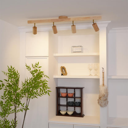 Plug-In LED Rail Light 16.5 Inch Wood Metal Warm White 3000K Adjustable Spotlights Ceiling Wall Mount Home Accent Fixture