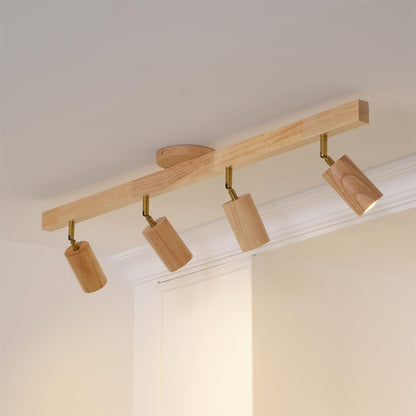 Track Lighting Fixture Wood Finish Adjustable Spotlights for Kitchen Living Room Hallway Bar Rail Ceiling Mount Directional Accent Lights