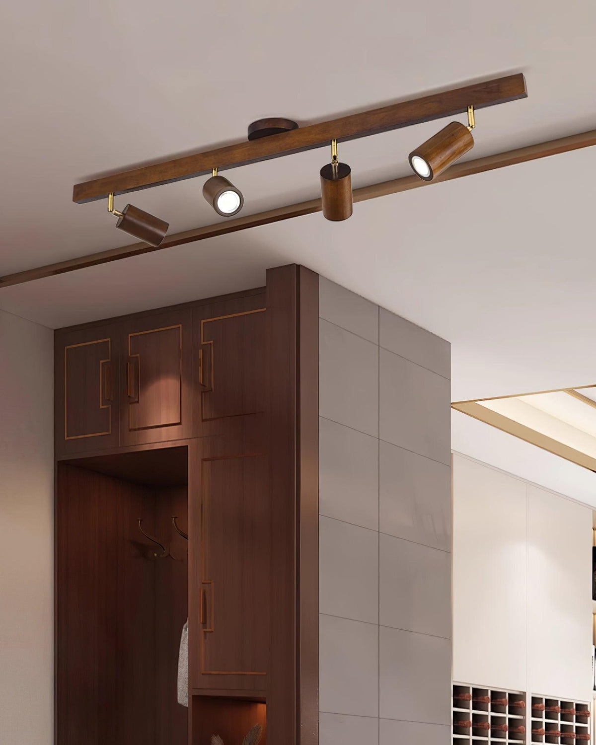 Plug-In LED Rail Light 16.5 Inch Wood Metal Warm White 3000K Adjustable Spotlights Ceiling Wall Mount Home Accent Fixture