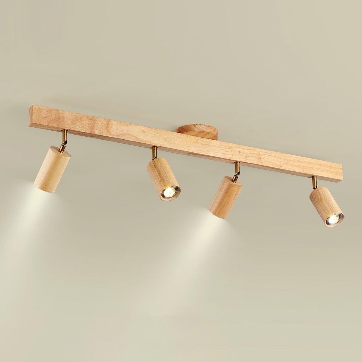 Track Lighting Fixture Wood Finish Adjustable Spotlights for Kitchen Living Room Hallway Bar Rail Ceiling Mount Directional Accent Lights