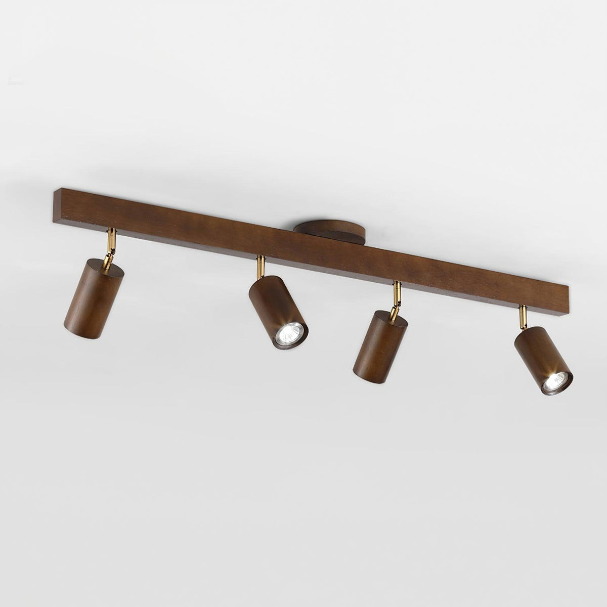 Track Lighting Fixture Wood Finish Adjustable Spotlights for Kitchen Living Room Hallway Bar Rail Ceiling Mount Directional Accent Lights