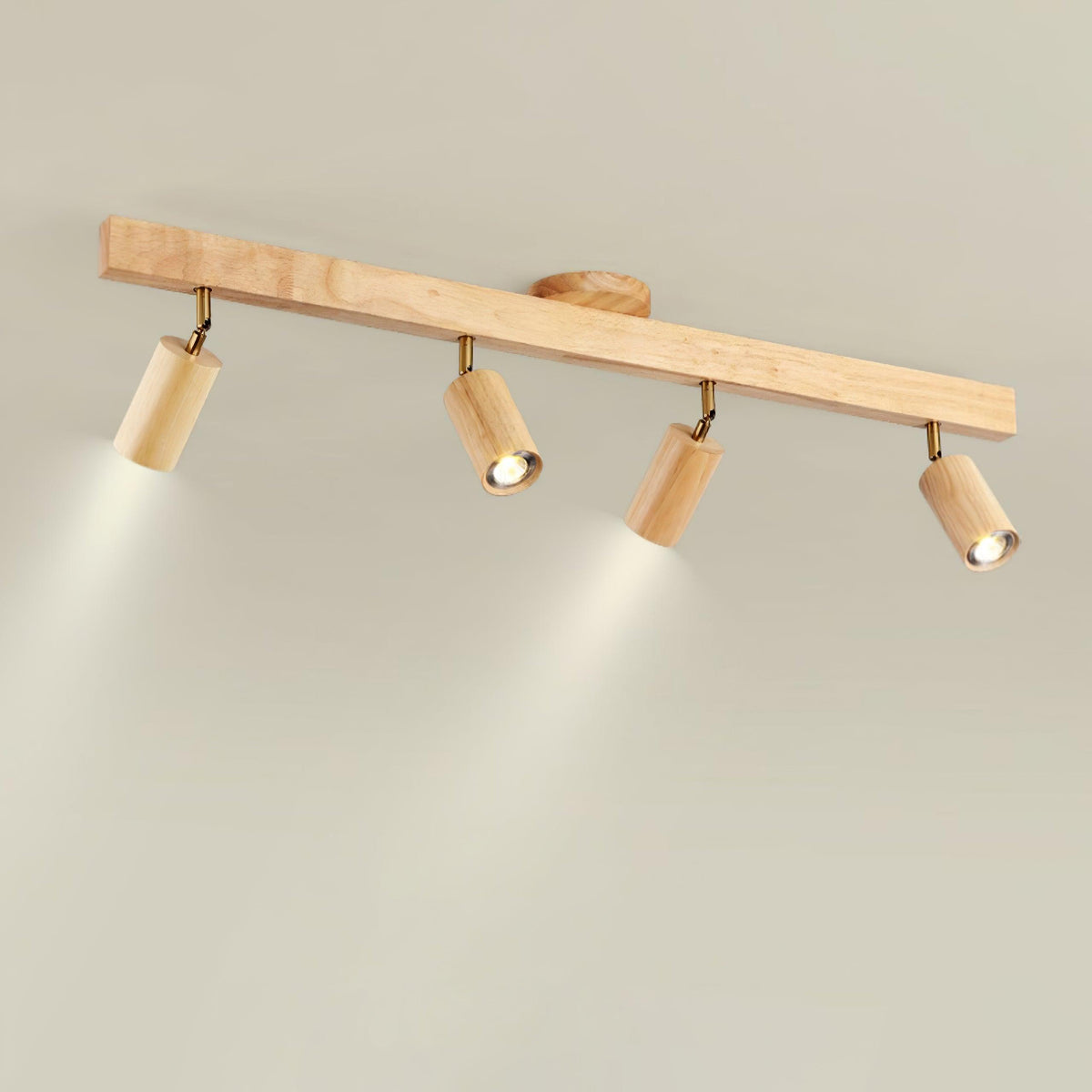 Adjustable LED Track Light 39 in Wood Finish Spotlight Bar Ceiling Mount for Kitchen Living Room Hallway Dining Room Modern Scandinavian Hom