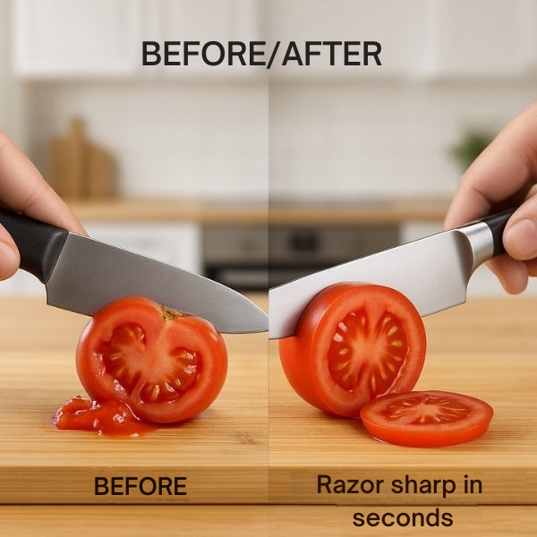Rolling Knife Sharpener for Kitchen Knives – Angle Guide Tool for Fast Razor-Sharp Edge Restoration – Non-Slip Base Compact Handheld Manual