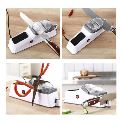 Electric Knife Sharpener Rechargeable USB Powered Kitchen Blade Tool for Chef Knives Scissors Cutlery Compact Cordless Sharpening System Non
