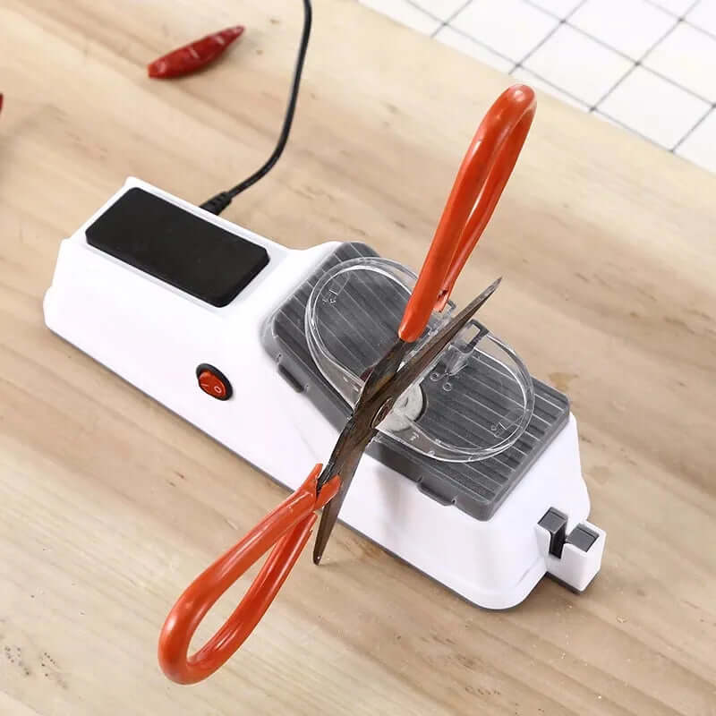 Electric Rechargeable Knife Sharpener for Kitchen Knives & Scissors | USB Cordless Sharpening Tool with Non-Slip Base