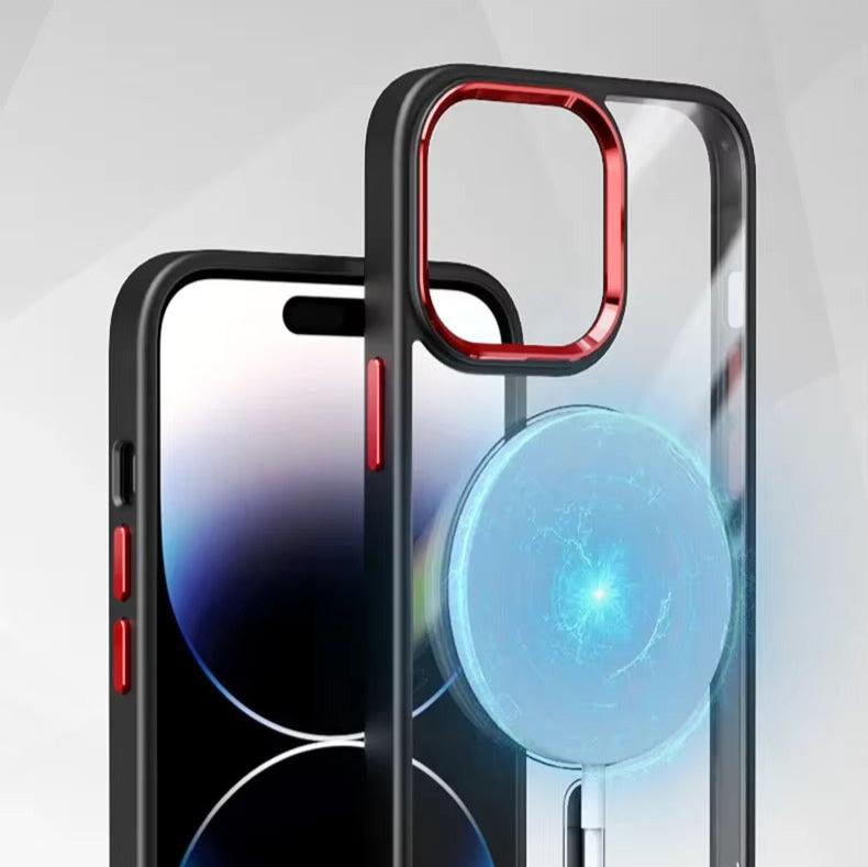 Clear iPhone Case with Metal Camera Ring MagSafe Compatible Shockproof Cover for iPhone 13 14 15 16 17 Pro Max Air Plus Wireless Charging