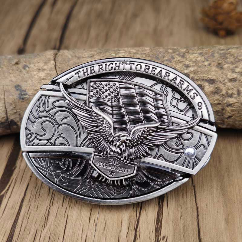 Western Metal Belt Buckle with Hidden EDC Tool | Interchangeable Oval Designs for Men & Women | Fits 1.5 Inch Belts | Rodeo Ranch Country