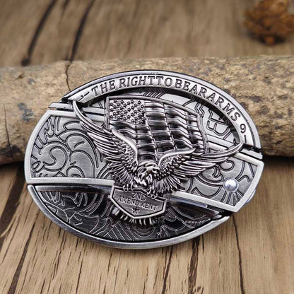 Western Metal Belt Buckle with Hidden EDC Tool | Interchangeable Oval Designs for Men & Women | Fits 1.5 Inch Belts | Rodeo Ranch Country