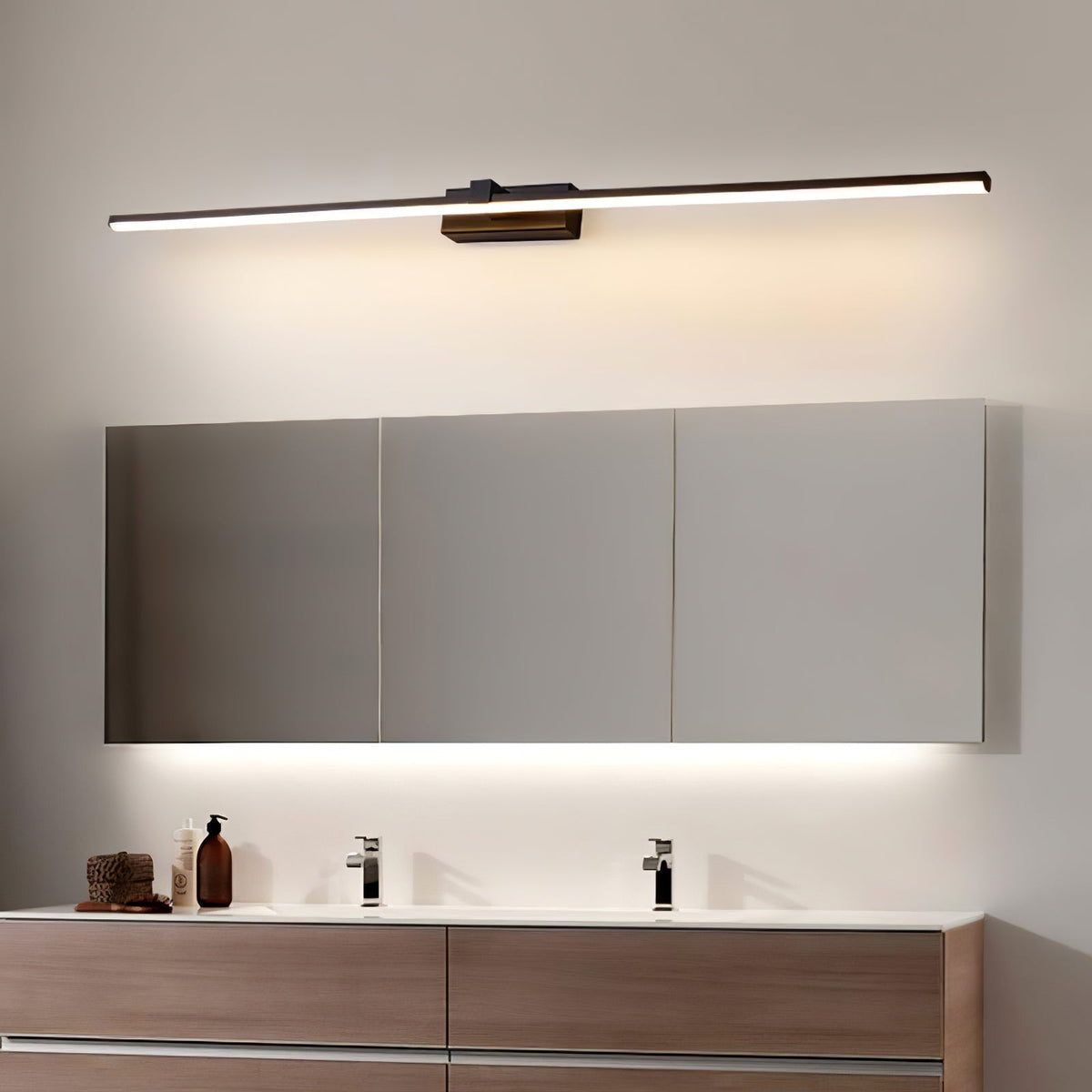 Hardwired LED Vanity Light Bar 16 in Aluminum Black for Bathroom Mirror Above Sink Modern Indoor Wall Sconce Fixture with Adjustable Color T