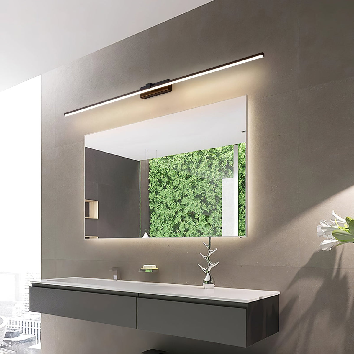 Hardwired LED Vanity Light Bar 16 in Aluminum Black for Bathroom Mirror Above Sink Modern Indoor Wall Sconce Fixture with Adjustable Color T