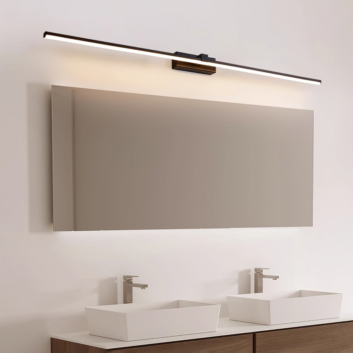 Hardwired LED Vanity Light Bar 16 in Aluminum Black for Bathroom Mirror Above Sink Modern Indoor Wall Sconce Fixture with Adjustable Color T