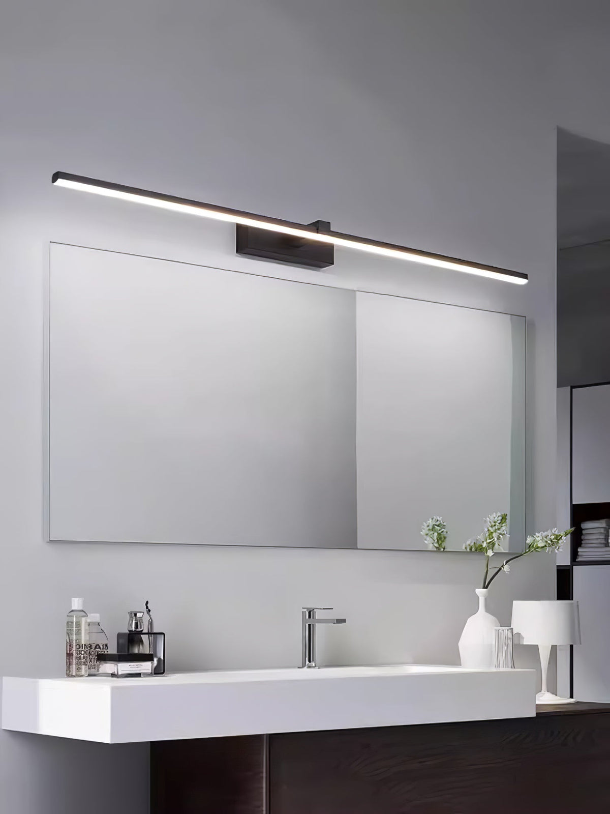 Hardwired LED Vanity Light Bar 16 in Aluminum Black for Bathroom Mirror Above Sink Modern Indoor Wall Sconce Fixture with Adjustable Color T