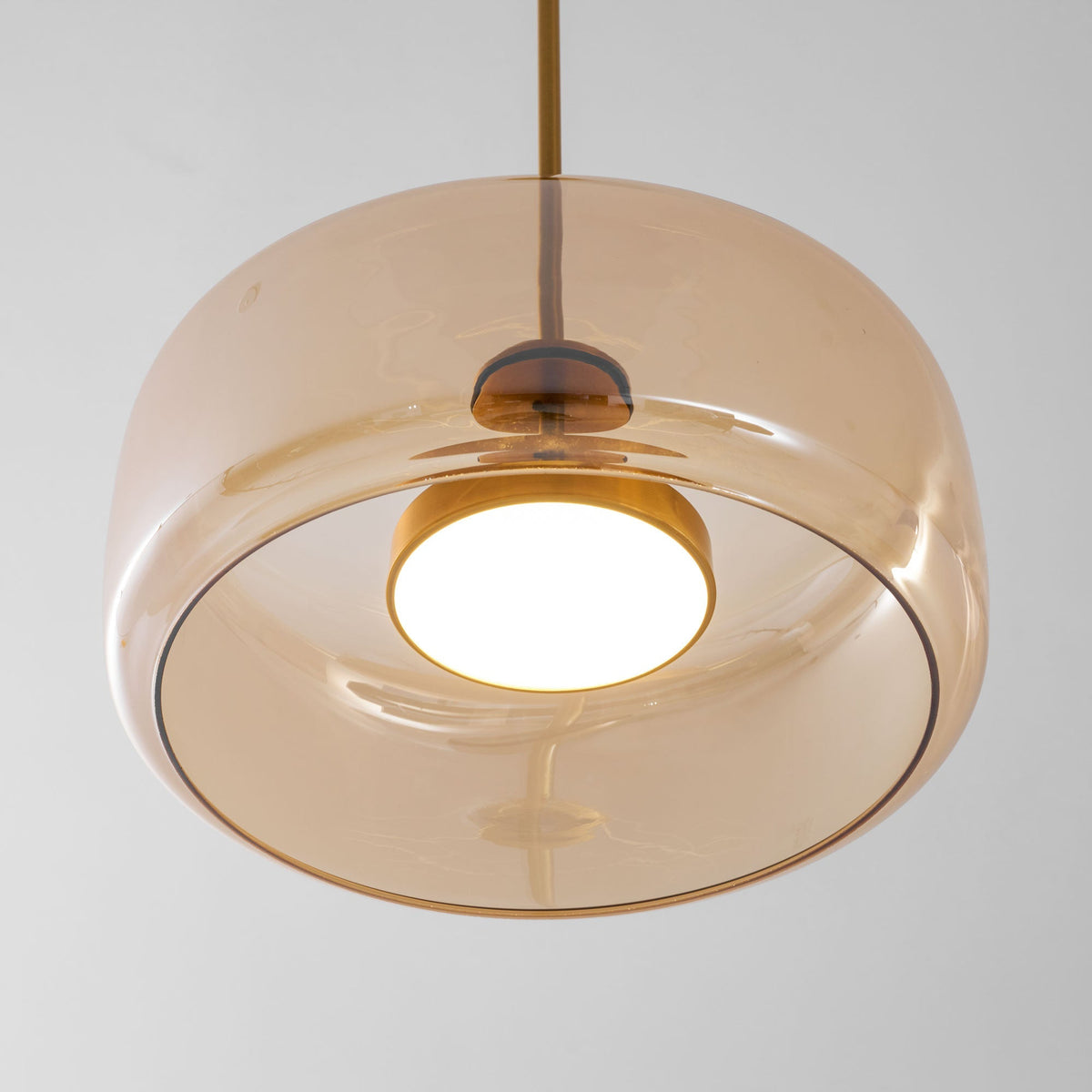 LED Drop Ceiling Lamp with Smoked Glass Shade for Dining Room & Island – Adjustable Cord, Integrated Bulb, Choice of Kelvin Tones