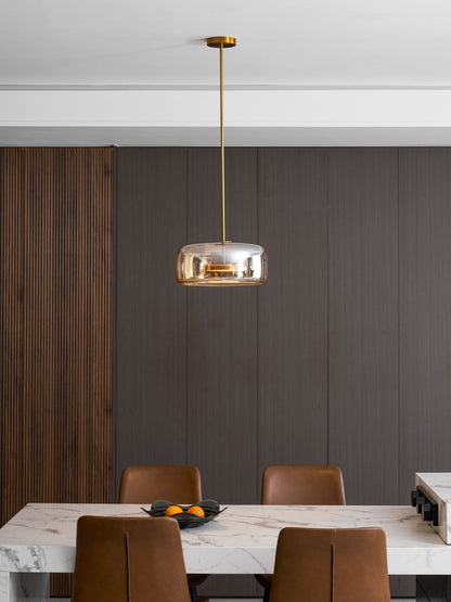 LED Drop Ceiling Lamp with Smoked Glass Shade for Dining Room & Island – Adjustable Cord, Integrated Bulb, Choice of Kelvin Tones