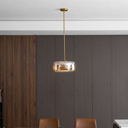 LED Drop Ceiling Lamp with Smoked Glass Shade for Dining Room & Island – Adjustable Cord, Integrated Bulb, Choice of Kelvin Tones