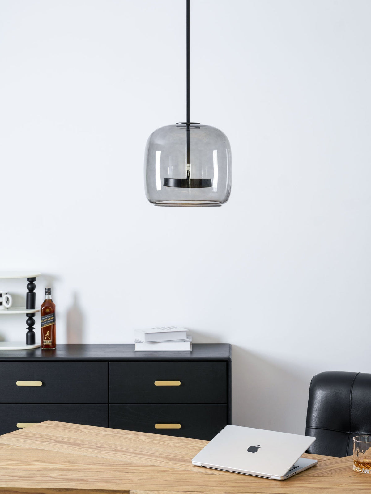 LED Drop Ceiling Lamp with Smoked Glass Shade for Dining Room & Island – Adjustable Cord, Integrated Bulb, Choice of Kelvin Tones